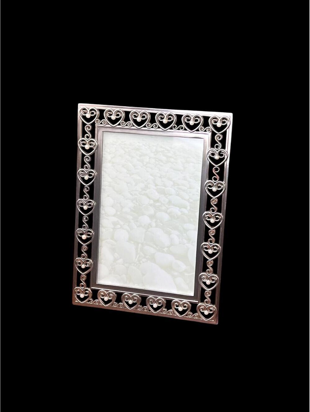 Vintage Metal Picture Frame With Pearl Accents